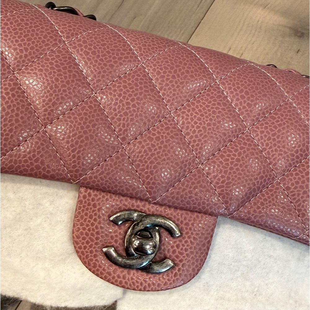 Chanel Caviar Mini Rectangular Flap Bag in Pink with Gunmetal Hardware - Picture 3 of 10